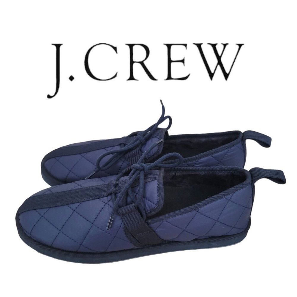 J.Crew Mens Blue  Quilted Chore Slip On Slippers  Sz 8